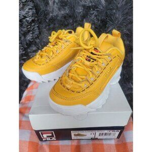 Fila Disruptor II Premium Repeat Yellow/White Sneakers Size 11 Kids Chunky Platf